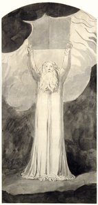 法を受けているモーセ、1780年頃（紙の黒鉛の上にブラシと黒のインク） 作： William Blake